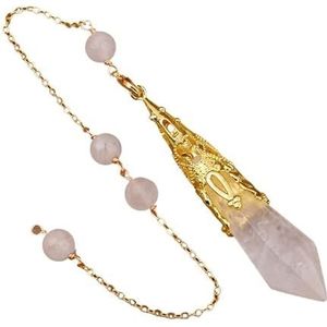Vintage Natural Gemstones Bronze Pendulum Chains Pendant Necklace Healing Dangle Pendulum Jewelry Reiki Pendulum Decor (Color : White Quartz Gold)