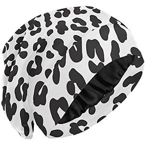 PUXUQU Slaapmuts zwart luipaardprint bonnet slaapmuts nachtmuts hoofddeksel nacht hoofddeksel slapen haar slaap hoed haaruitval cap voor dames meisjes vrouwen