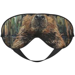 Bever Print Stijlvol Oogmasker Lichtgewicht Reizen Yoga Nap Meditatie Camping Werk Ontspanning