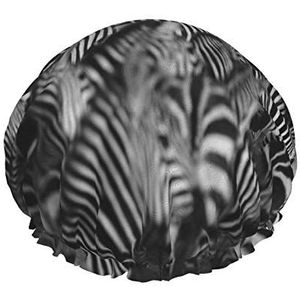 Douchemuts, Zebra kudde dubbele waterdichte badmuts, elastische herbruikbare douchecap, badmutsen slaapmutsje