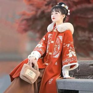 INSTR Warme Hanfu Jurk Vrouwen Chinese Ming Dynastie Traditionele Borduurwerk Hanfu Sets Vrouwelijke Kerst Kostuum