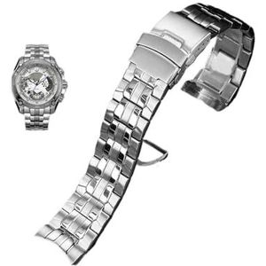 Fit for Casio EF-550 Rvs Horlogeband 22mm Zilveren Band Implementatie Gesp Armband Metalen Riem herenhorloge Ketting (Color : Silver, Size : 22mm)