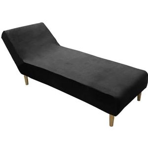 Fluwelen Pluche Chaise Lounge Hoes Luxe Chaise Stoel Hoes Stretch Armloze Chaise Lounge Beschermers Wasbare Fauteuil Bankhoes Voor Woonkamer Slaapkamer(Color:Black)