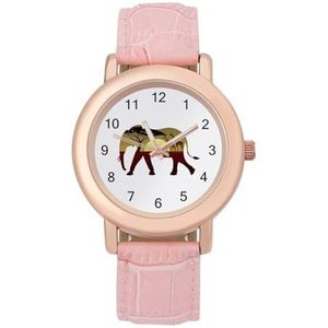 Afrikaanse Wilde Giraffe Olifant Klassieke Horloges Voor Vrouwen Gemakkelijk Lezen Mode Grappige Grafische Horloge Gift voor Werk Workout