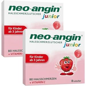 neo-angin Junior - Keelpijnzuiger - Aardbeiensmaak - 2 x 8 stuks