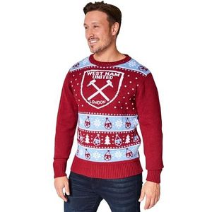West Ham United FC Kersttruien voor heren en tieners, warme gezellige voetbal-kersttrui, M-3XL - West Ham, cadeaus voor heren, Rood, M