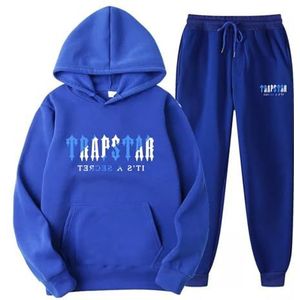 Trapstar-pak voor mannen en vrouwen,Sweatshirt en broek met capuchon,Unisex trainingspakken met print,Sportjogging trainingspak herfstset (Color : Blue 1, Grootte : L)