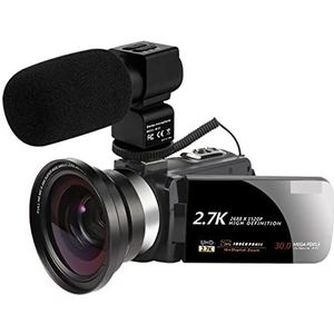 Videocamera, 2.7K videocamera camcorder webcam 3.0 inch IPS HD Touch screen FHD Camera-ondersteuning Afstandsbediening Originele camera(32GB SD Card,Option C)