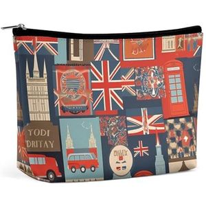 GHBNK Beagle Hond Cosmetische Tas Draagbare Toilettas Reizen Make-up Tassen Make-up Organizer Lippenstift Tassen voor Vrouwen, Engeland Symbolen, Eén maat