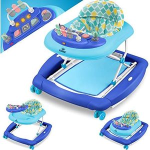 KIDIZ® 4-in-1 loophulp, babywalker, speel- en loopstoeltje, schommelfunctie, wipstoeltje met wieltjes, licht, muziek, speelcentrum, eettafel, loophulp voor baby's vanaf 6 maanden, inklapbaar