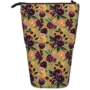 351 Etui Pruim Rose op Goud Medium Stand Potlood Houder Lichtgewicht Make-Up Tas Grote Capaciteit Potlood Pouch, voor Studenten, College, Tiener, Etui 1697, Eén maat