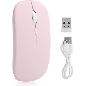 Draadloze Bluetooth-muis, Oplaadbaar Silent Bluetooth 5.0 2-mode Stille Laptopcomputeraccessoires 2,4 GHz, voor Pro/MacBook Air/Laptop