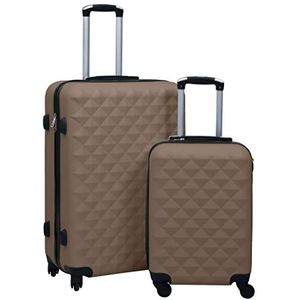 2-delige Harde kofferset ABS bruinBagage tassen Koffers
