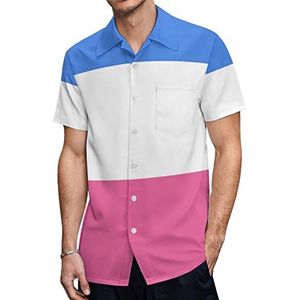 Voorgestelde afzonderlijke heteroseksuele trots vlag heren Hawaiiaanse shirts korte mouw casual shirt button down vakantie strand shirts XL