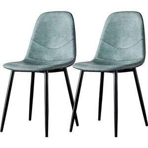 GEIRONV Eetkamerstoel set van 2, moderne kunstleer stoel for thuiskantoor restaurant receptie vrije tijd rugleuning tafel kruk make-up stoel Eetstoelen (Color : Blue, Size : 83 * 45 * 40cm)