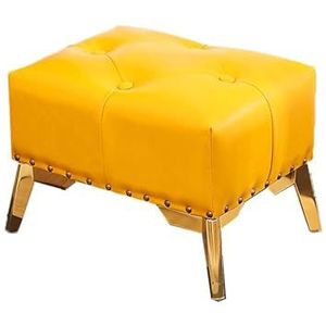 Voetenbank Kleine lederen kruk voetenbank Luxe retro draagbare kruk Lage kruk Veranda Schoenwisselkruk for gang Creatieve kruk Comfortabel(Yellow)