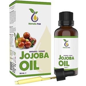 Jojoba Olie 50ml, vegan - 100% koudgeperst - Jojoba Oil - Antiaging en antirimpel serum voor gezicht, lichaam, haar, handen, nagels en huid - natuurlijke puur basisolie