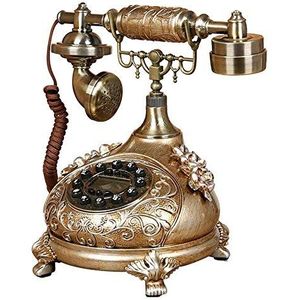 Telefoon Antiek Stijl Vaste Vaste Vintage Telefoon Antieke Decoratieve Telefoon, Retro Siliconen Sleutel Telefoon Vaste Home Mode Creatief Kantoor Vast Europees Antiek, Metaal (Bruin)