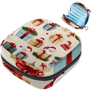 MUOOUM Merry Christmas Patroon Maandverband Opbergtas Draagbare Menstruatie Tas Voor Vrouwen Tiener Meisjes Menstruatie Cup Pouch Nursing Pad Houder