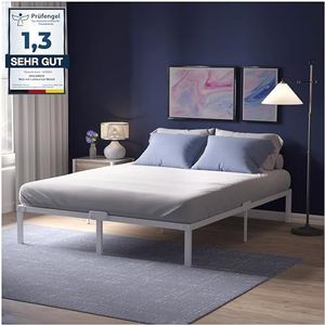 Dreamzie 120x200 bedframe met witte metalen doos veer - 120x200 doos veer met voeten - hoogte van 41 cm - resistent, gemakkelijke montage, grote opslagcapaciteit