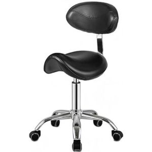 Tandheelkundige Zadelstoel Met Rugleuning, In Hoogte Verstelbaar, 76-92 Cm, Met 360° Draaibare PU-wielen For Schoonheidssalon, Massage, Tandartskliniek, Thuiskantoor, Gebruik(Black)