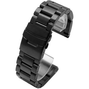 LUGEMA Solide Verdikking 5.5mm 316L Rvs Horlogebanden Zilver 22mm 24mm 26mm Metalen Horloge Band Band Horloges Armband (Color : Black, Size : 24mm)