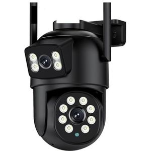 Bewakingscamera, 8MP 4K Dual Lens PTZ IP-camera met dubbel scherm 4MP HD 4X digitale zoom Auto Tracking Draadloze buitenbewakingscamera(8MP NO SD Card)