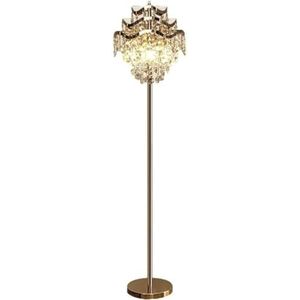 Retro Lamp voor Binnen Gouden Vloerlamp K9 Kristallen Hoge Lampen Metalen Hoge Paallamp Met Stevig Voetdecor Vintage Staande Lampen