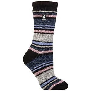 HEAT HOLDERS SOCKSHOP Damessokken, 2,3 TOG, thermisch, warm, behaaglijk, patroon, verpakking van 1 maat 4-8, Geneva Multi Stripe Zwart Denim, 37-42 EU
