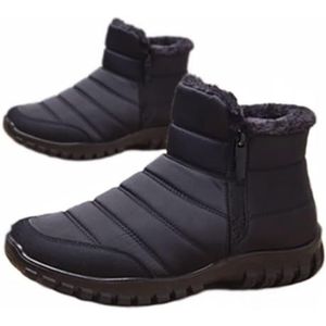 CupitiDU Heren Waterdichte Warm Katoen Rits Sneeuw Enkellaarzen, Bont Gevoerde Zijrits Warme Enkellaarzen, Winter Lichtgewicht Slip Op Dikke Pluche Heren Sneeuwlaarzen Anti-Slip Winter Schoenen,