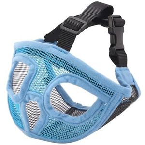 KANGYEBAIHUODIAN Huisdier Verstelbaar Masker Korte Snuit Hond Snuit Ademend Mesh Platte Snuit Geschikt for Franse Bulldog Shih Tzu En Mopshond Accessoires (Color : Blue, Size : L)