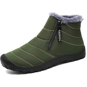 Men's Waterproof Warm Plush Lined Outdoor Snow Ankle Boots Anti-Slip Slip-on Lightweight Winter Boots Sneakers (Color : Green, Size : EU 41)