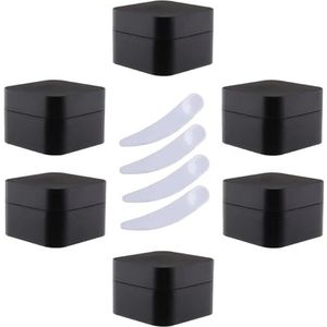 OIFAODAO， Pak van 6, 30 ml vierkante blauwe plastic zalfpotjes cosmetische potten met binnenvoering containers for lippenbalsem, lotion ，Cosmetische potjes(Svart,5ml)