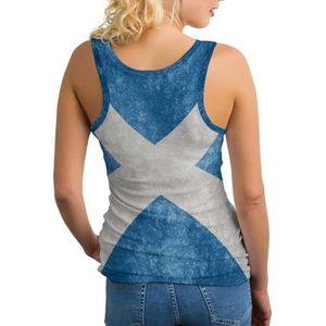 Vintage Schotland vlag vrouwen tank top mouwloos T-shirt pullover vest atletische basic shirts zomer bedrukt