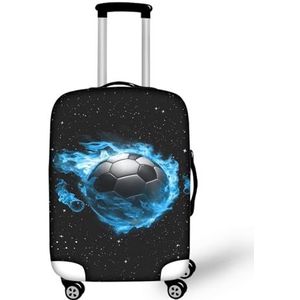 Pzuqiu Bagagehoes Anti-kras Koffer Cover Bagage Reisaccessoires voor Kinderen en Volwassenen, Blauw Vuur Voetbal, XL (29-32 inch suitcase)