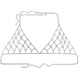 1 STUKS Gepersonaliseerde Mesh Bikini Body Chain for Dames, Ingelegd met Feest Dagelijks(Silver)