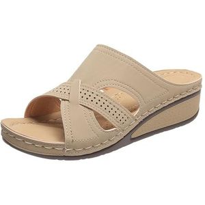 feryitao Platform Sandalen Voor Vrouwen, Antislip Wedge Schoenen Orthotische Sandalen Vrouwen Hakken, Abrikoos, 3.5 UK Wide