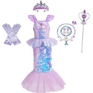 Lito Angels Verkleedkleding Prinses Ariel, zeemeerminkostuum met accessoires voor kinderen, meisjes, maat 3-4 jaar