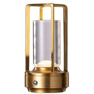 WIWIDANG Kristallen lantaarn tafellamp, kristallen lantaarn lamp, slaapkamer nachtlampje, oplaadbare touch dimbaar (goud)