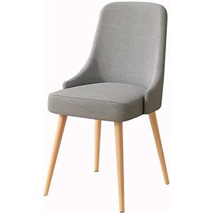 GEIRONV Moderne keuken eetkamerstoel, faux houten ijzeren poten rugleuning restaurant café decoratie stoel linnen gestoffeerde lounge stoel Eetstoelen (Color : Dark gray, Size : 45x43x85cm)