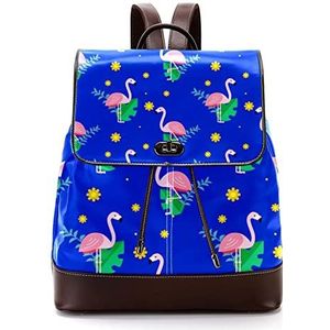 Gepersonaliseerde casual dagrugzak tas voor tiener blauwe flamingo schooltassen boekentassen, Meerkleurig, 27x12.3x32cm, Rugzak Rugzakken