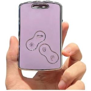 Sleutelbehuizing TPU Autosleutel Case Cover Shell Fob Voor Stofdoek Voor Captur Voor Clio Voor Logan Voor Megane Voor Koleos 4 Knop Accessoires Autosleutelhoesje(Purple)