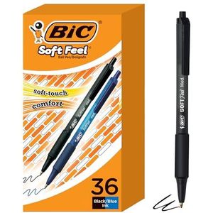BIC 1mm Soft Feel Balpen Intrekbare Pen, Zwart/Blauw, (BICSCSM361AST) door BIC