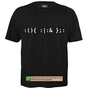 Fork Bomb - Heren T-Shirt voor Nerds met Slogan Motief gemaakt van Biologisch Katoen Korte Mouw Ronde Hals, XL