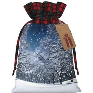 Winter Snow Falling In The Park Herbruikbare Gift Bag - Trekkoord Kerst Gift Bag, Perfect Voor Feestelijke Seizoenen, Kunst & Craft Tas