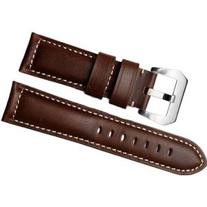dayeer Echt Koeienhuid Lederen Horlogeband voor Panerai PAM111 441 Retro Man Horlogeband Polsband 20mm 22mm 24mm (Color : Retro Brown Silver, Size : 24mm)