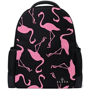 Mijn dagelijkse roze Flamingo zwarte rugzak 14 Inch Laptop Daypack Bookbag voor Travel College School