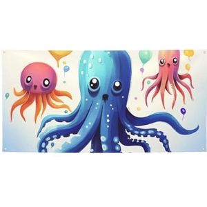 Kleurrijke inktvis octopus print feestbanner gelukkige verjaardag banner kerstbanner verjaardag vlaggenlijn feestdecoraties achtergrond voor Kerstmis bruiloft woondecoratie verjaardagsfeestje