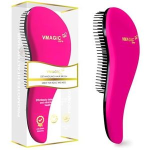 Ontklitterborstel - glijd de ontklitterborstel door verwarde haren - beste borstel/kam voor dames, meisjes, mannen en jongens - te gebruiken in nat en droog haar (rozenrood)