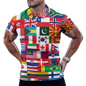 Wereld Vlag Grappige Mannen Polo Shirt Korte Mouw T-shirts Klassieke Tops Voor Golf Tennis Workout